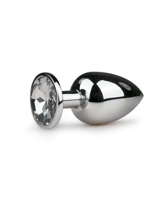 Silberfarbiger Butt Plug mit transparentem Zierstein von Easytoys Anal Collection