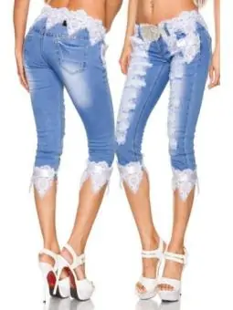 Capri-Jeans mit Spitze...