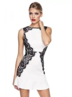 Kleid mit Spitze weiß/schwarz