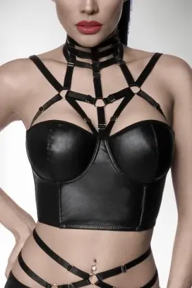 Harness-Wetlook Top schwarz von Saresia